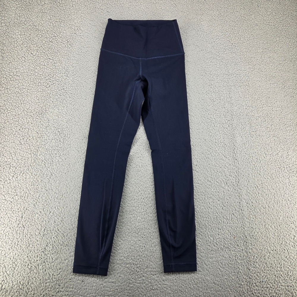 Lululemon Wonder Under High Rise Leggings Womens 2 Navy Blue Yoga Fitness
